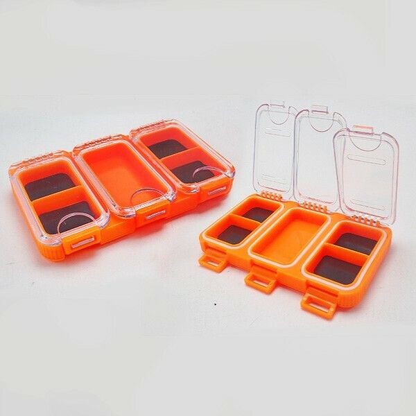 防水 小物 収納ケース 2個セット 5コマ フィッシングケース 小型 ボックス オレンジ
