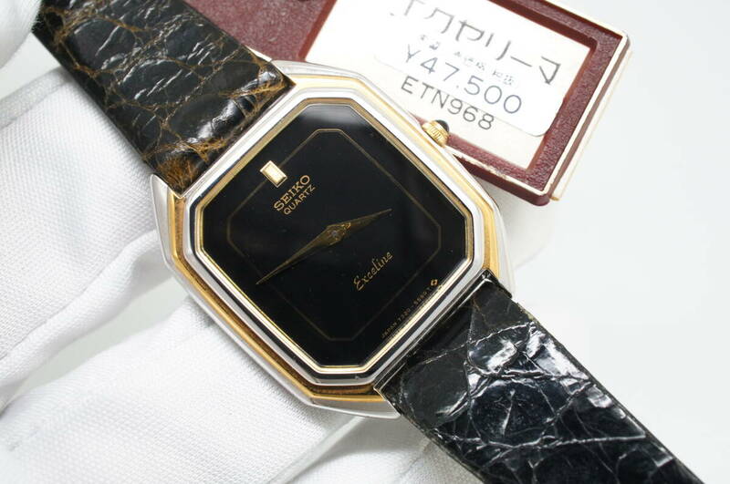 E118●作動良好 未使用デッドストック SEIKO セイコー EXCELINE エクセリーヌ 7320-5370 1983年製 純正ベルト尾錠 レディース腕時計