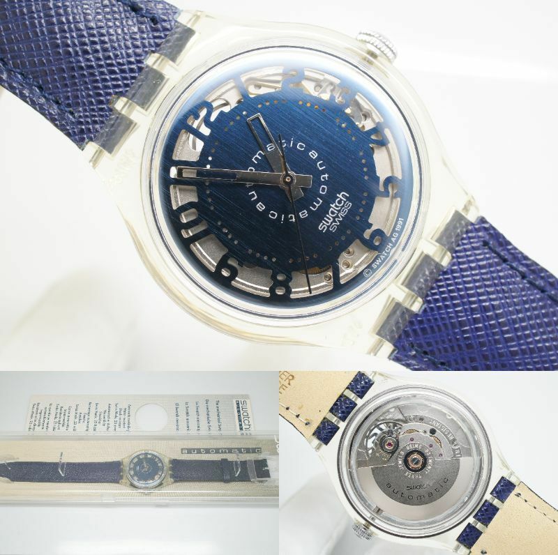 E65●作動良好 箱付 未使用デッドストック Swatch スウォッチ Montenapoleone AUTOMATIC SAK103 1993年 スケルトン メンズ自動巻き腕時計