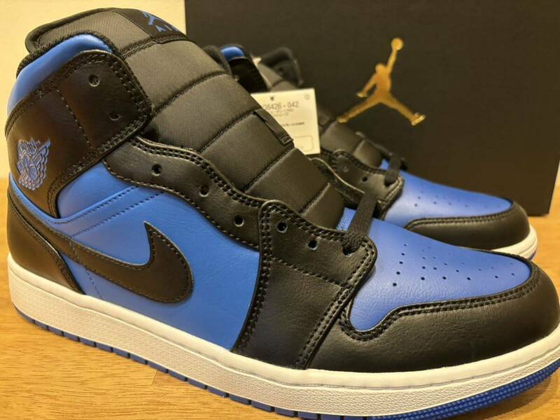 即決30cm NIKE AIR JORDAN1 Mid Black/White/Royal Blueナイキ エアジョーダン1 ミッド ブラック/ホワイト/ロイヤルブルー DQ8426-042