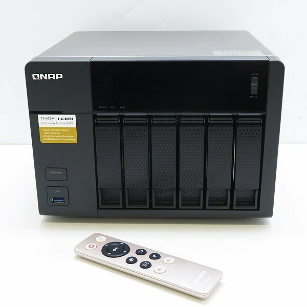 〇QNAP TS-653A【Celeron N3160/メモリ8GB増設済み/HDD 2TB x 6/リモコン付き】