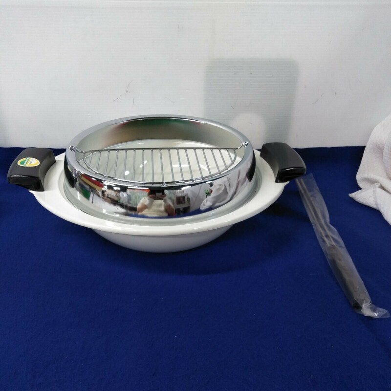 g_t X668 【未使用品】昭和レトロ　やまひろ印　ホーロー　天ぷら鍋　菜箸　調理器具