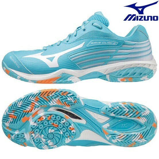 【71GA211711 22.5】MIZUNO(ミズノ) バドミントンシューズ　ウェーブクロー2FIT　ターコイズ/ホワイト/オレンジ 22.5 新品、未使用　2E相当