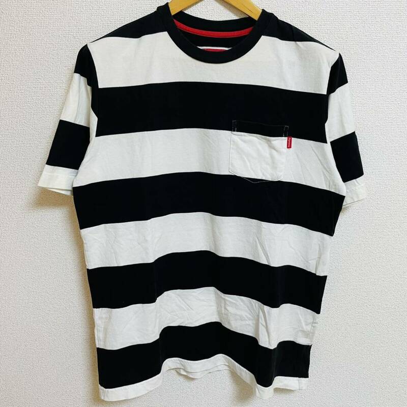 Supreme Large Stripe Pocket Tee Black White M 10ss 2010年 黒 白 ブラック ホワイト ラージ ストライプ ポケット ボーダー 初期 OLD