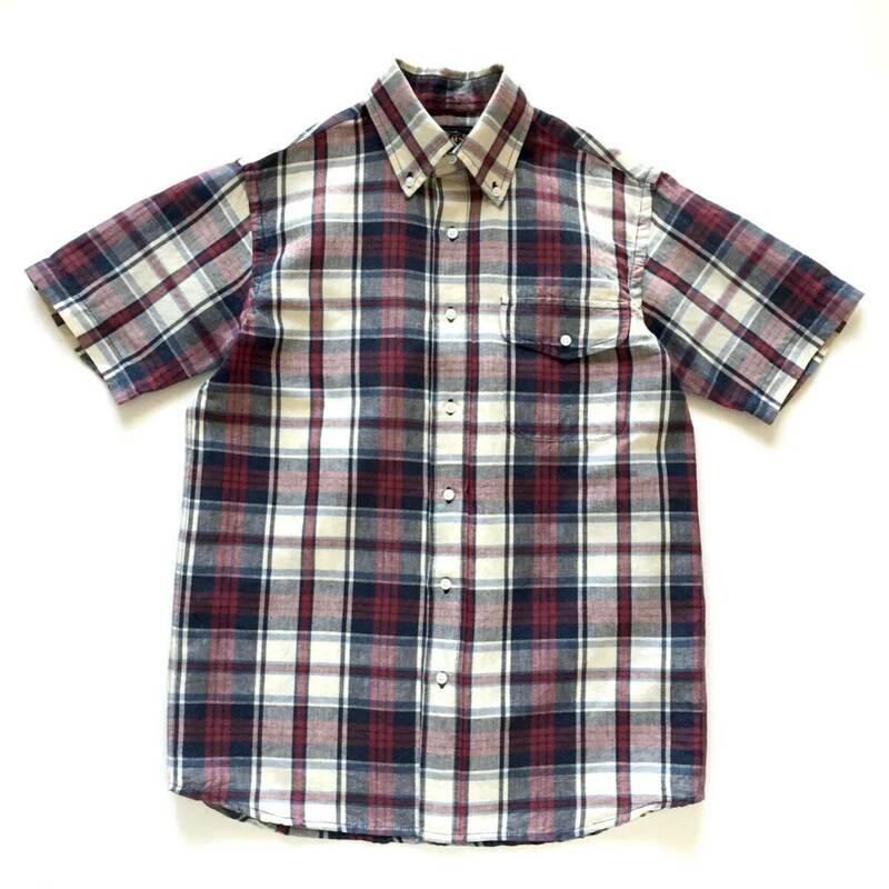 美品 BEAMS PLUS Button down Plaid shirt ビームスプラス ボタンダウン チェックシャツ Sサイズ 半袖 インド製 MADE IN INDIA アメカジ