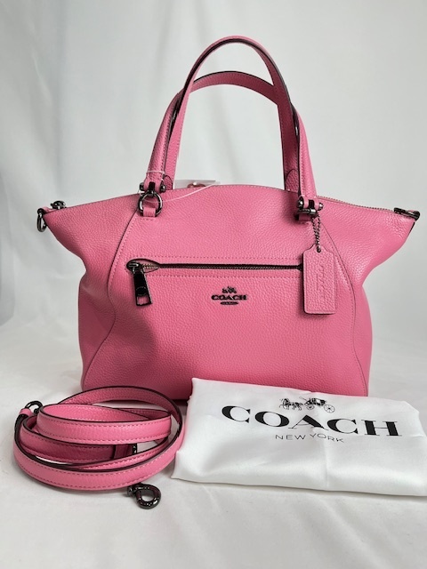 COACH コーチ ロゴ プレーリー サッチェル レザー 2WAY ハンドバッグ ショルダーバッグ ピンク