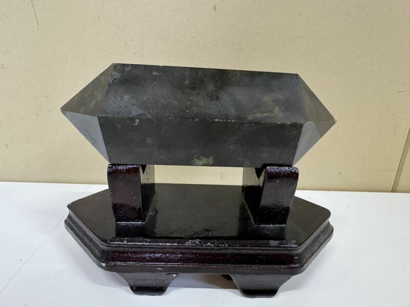 ●天然石 水晶 スモーキークォーツ 六角 柱 置物 観賞用 観賞石 パワーストーン 重量約850g