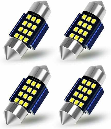 ホワイト 極性フリー ルームランプ 両口金 キャンセラー内蔵 LED 極高輝度 12連2016SMD T10×31mm トランクラ