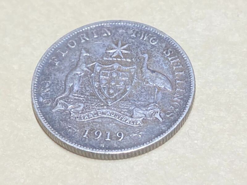 オーストラリア　1フローリン銀貨　2シリング銀貨　1919年　特年　極美品　希少　レアコイン　古銭　オセアニア　外国コイン
