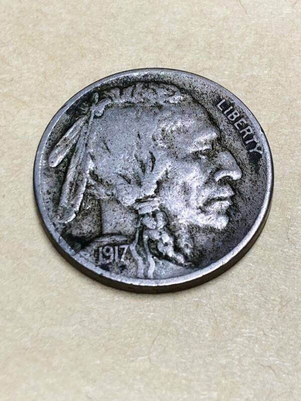 アメリカ バッファローニッケル 5セント硬貨 1917年S サンフランシスコミント　レア　特年　希少　古銭　外国コイン　海外　
