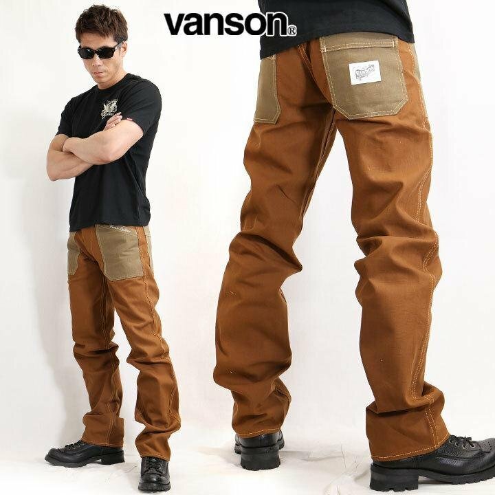 VANSON LEATHERS 【定価\17800＋税】 ダックベイカーパンツ NVBL-2004 CAMEL 30 インチ