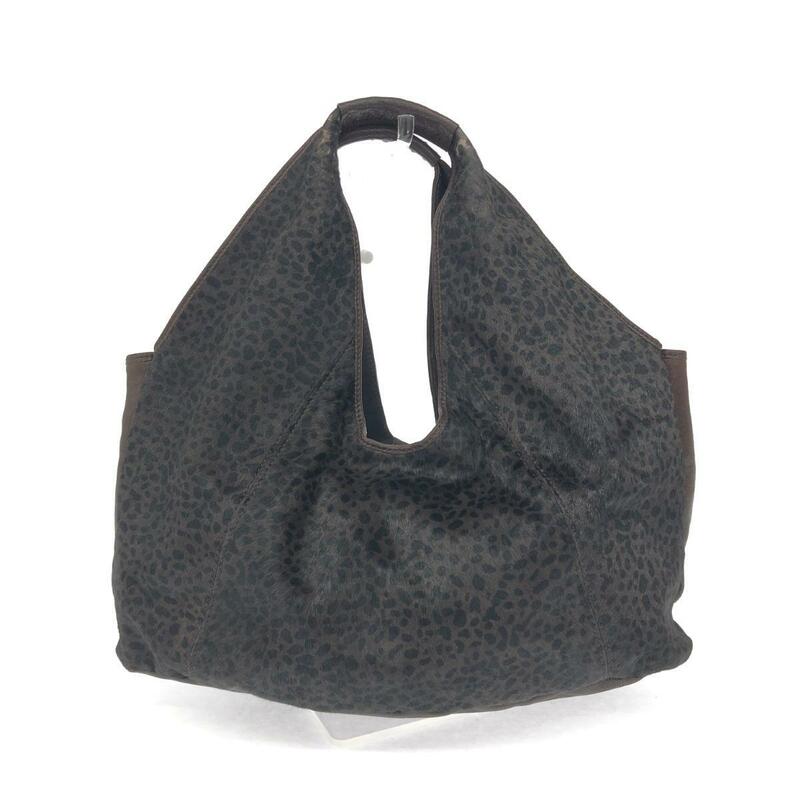 ◆manu マニュ トートバッグ◆ ダークブラウン ハラコ×レザー レオパード柄 レディース bag 鞄