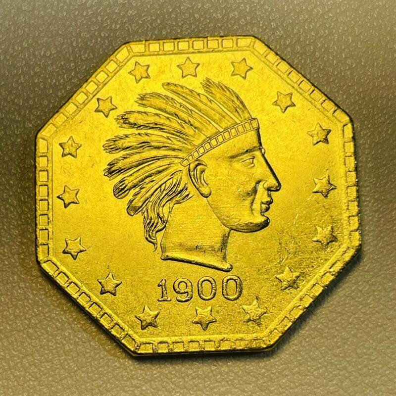 アメリカ 硬貨 古銭 インディアン人像 1900年 イーグル リバティ 八角形 ドル 記念幣 コイン 重17.75g