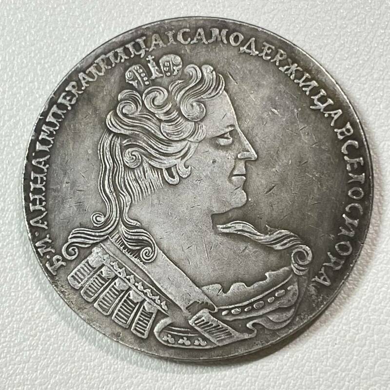 ロシア 硬貨 古銭 アンナ・ヨアノヴナ女王 1732年 ロマノフ朝 第4代ロシア皇帝 双頭の鷲 クラウン コイン 重25.65g