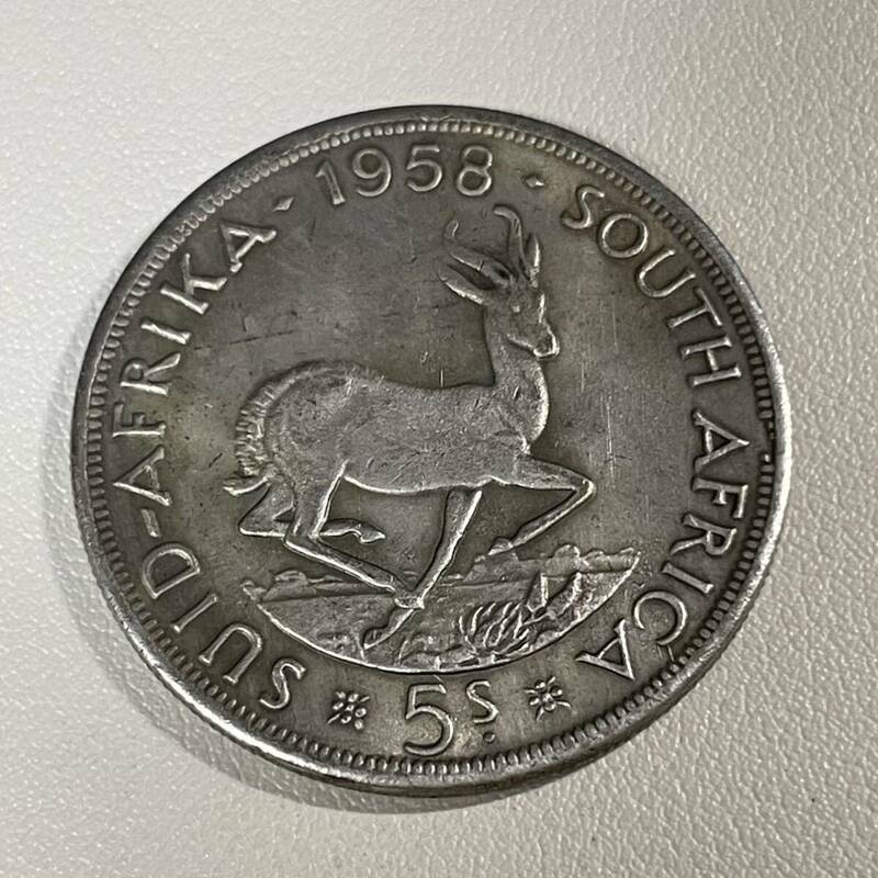南アフリカ 硬貨 古銭 エリザベス2世 1958年 イギリス領南アフリカ スプリングボック 跳羚羊 コイン 重20.71g