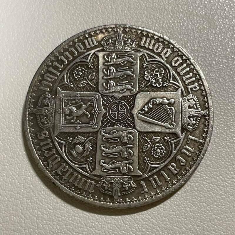イギリス 硬貨 古銭 ヴィクトリア女王 クラウン イングランド スコットランド アイルランド 1フロリン(1/10ポンド) 国章 コイン 重22.63g