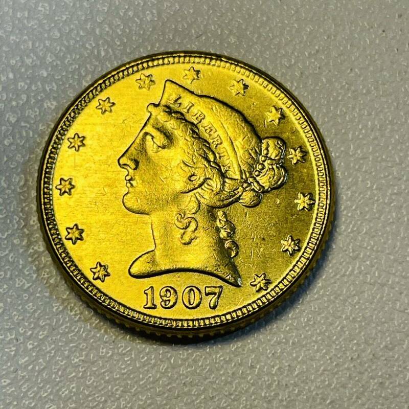 アメリカ 硬貨 古銭 自由の女神 1907年 リバティ イーグル モルガン 13の星 コイン 重5.66g