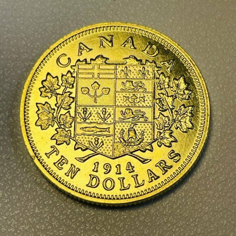 イギリス領カナダ 硬貨 古銭 ジョージ5世 1914年 カナダ 帝国国章 イングランド スコットランド アイルランド 紋章 コイン 重9.37g