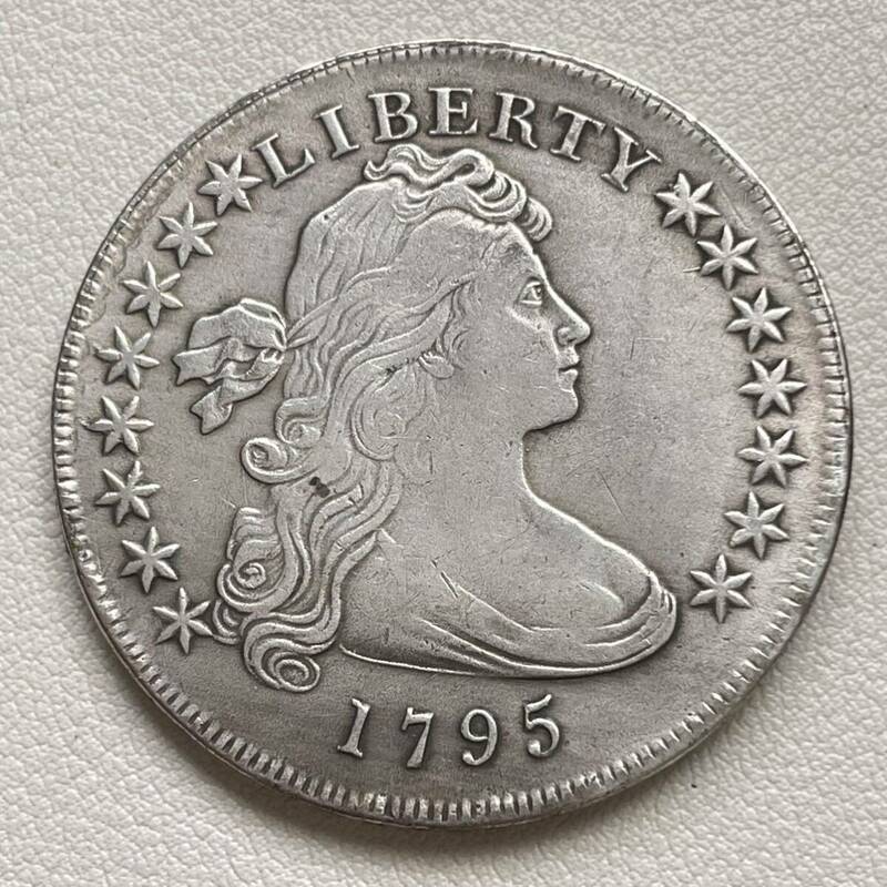 アメリカ 硬貨 古銭 自由の女神 1795年 ハクトウワシ 雲と13の星 独立十三州 盾 矢 オリーブの枝 コイン 重24.38g 銀貨 