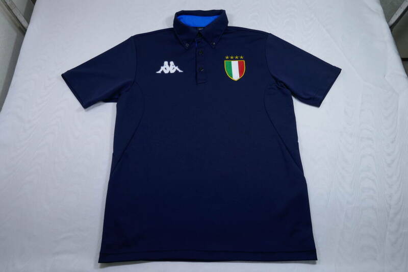 カッパ Kappa サッカー イタリア代表 ボタンダウン 半袖 ポロシャツ サイズXL ネイビー KG712SS91S (検 ワールドカップ オリンピック