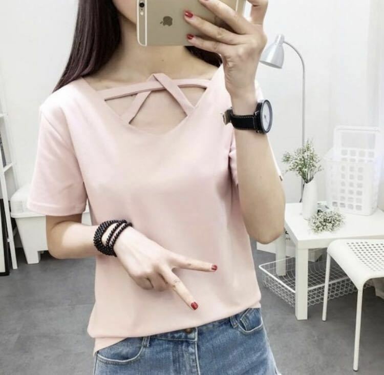 《新品》デザイン Tシャツ サイズL ピンク