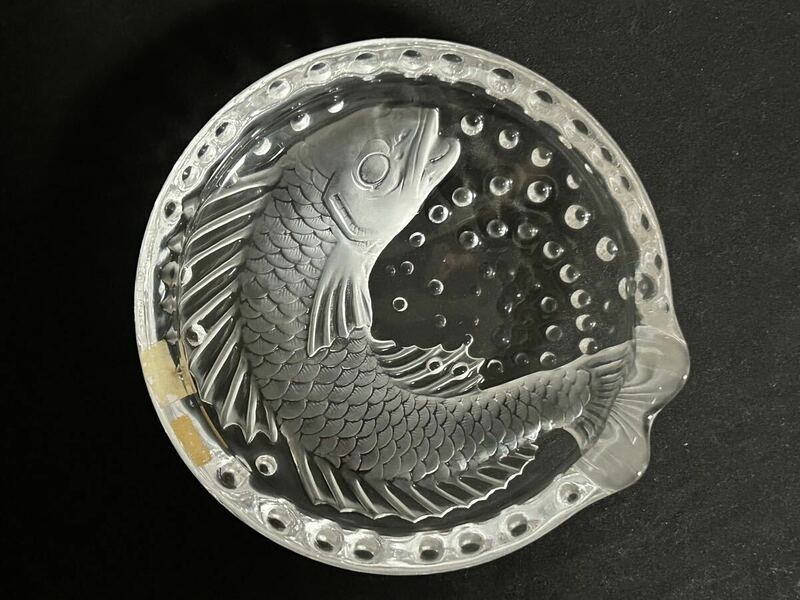 LARIQUE ラリック 鯉 灰皿 コンカルノー アッシュトレイ コイ 魚 リングトレイ 小物入れ 小皿 16cm 西洋美術 未使用 E36