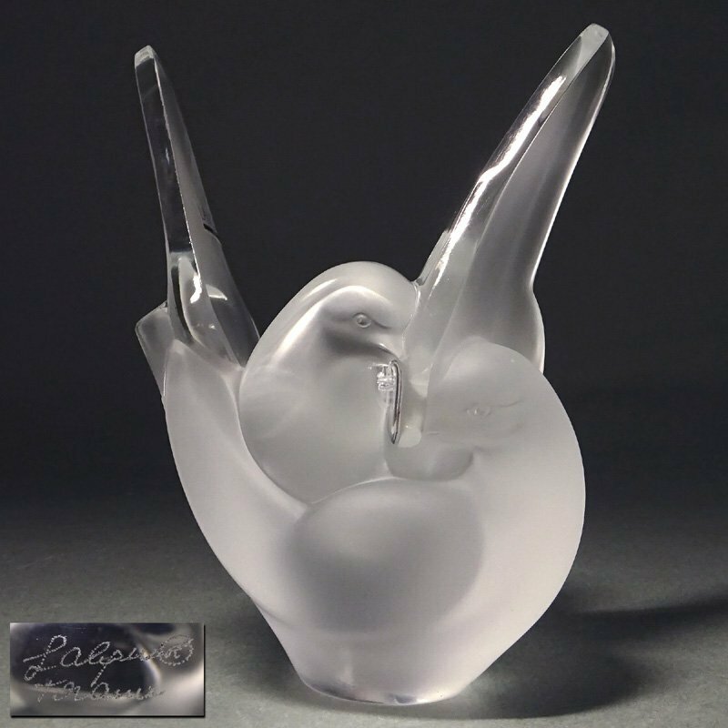 慶應◆【LALIQUE ラリック】フロステッドガラス(クリスタルガラス)『Sylvie シルヴィー』ベース 花器 オリジナルボックス付