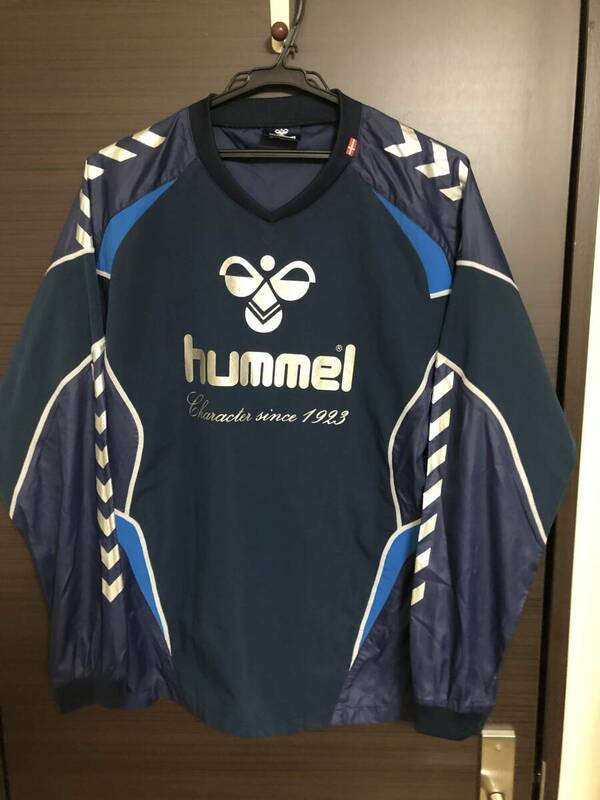 hummel ヒュンメル ナイロンピステ ウィンドブレーカー 紺 Ｌサイズ （USED）～サッカー、フットサル、スポーツ、アウトドア～