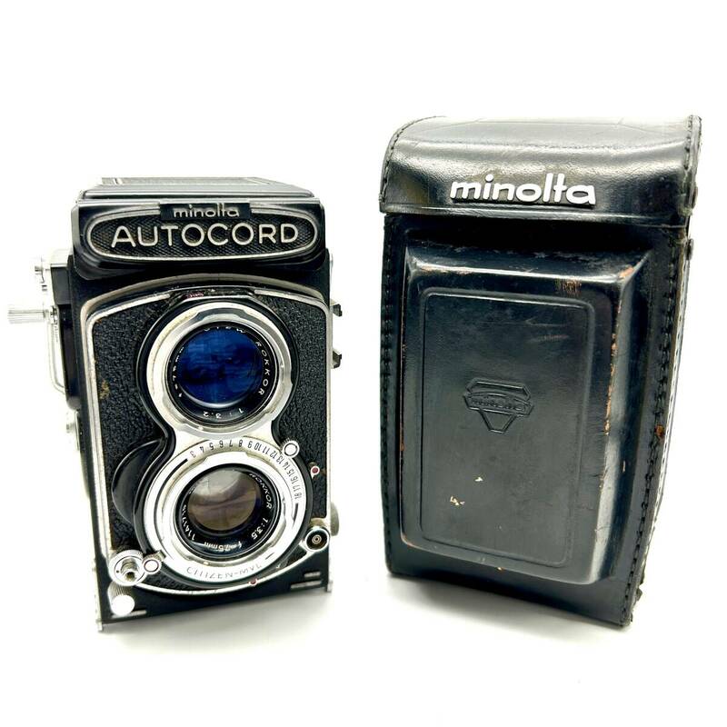 67T■【動作未確認】MINOLTA ミノルタ AUTOCORD オートコード Ⅲ型 ROKKOR 75mm F3.5 二眼レフカメラ フィルムカメラ カメラ ケース付き