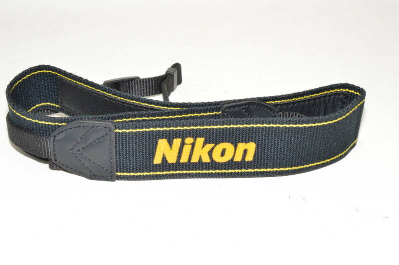 【送料無料】Nikon ニコン カメラ ストラップ 幅約3.5ｃｍ 黒 黄色 （K140）