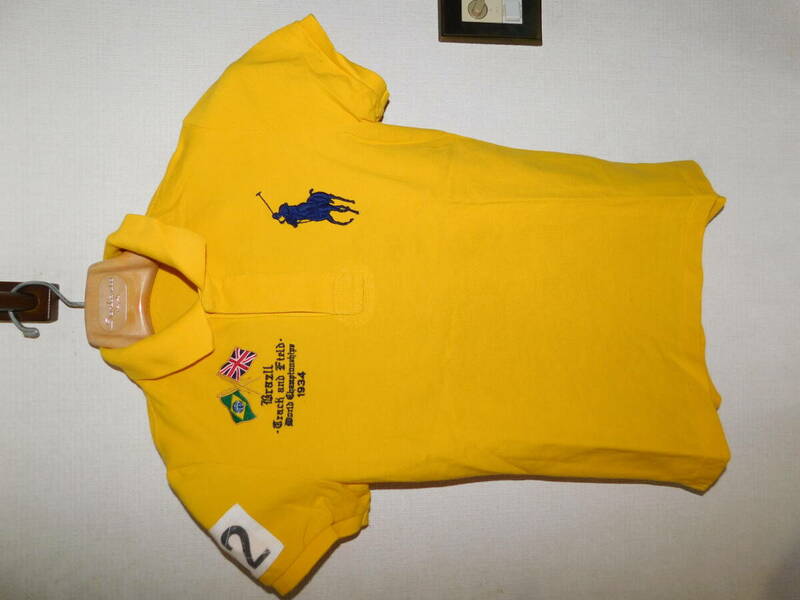 RALPH LAUREN THE SKINNY POLO 160/84A L BRAZIL　ラルフローレン　ポロシャツ　ブラジル　黄色　スキニー　ポロ　美品　男女兼用