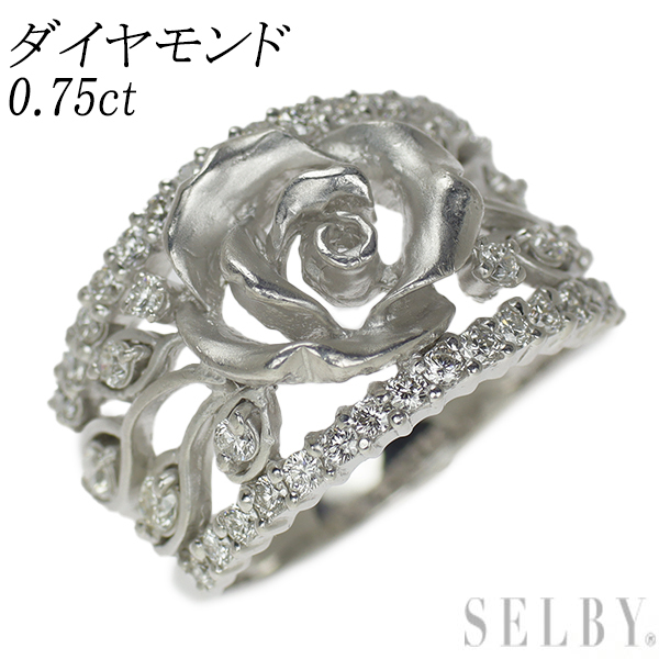 K18WG ダイヤモンド リング 0.75ct フラワー 出品4週目 SELBY