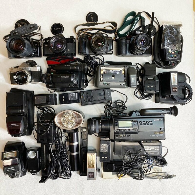 まとめ売り Canon Minolta PETRI Sony など 一眼レフ フィルムカメラ ビデオカメラ 等 ジャンク品 動作未確認/A4746-1
