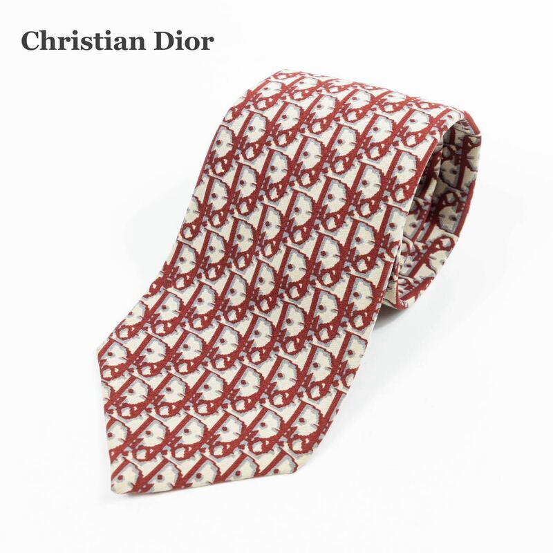 【Christian Dior】クリスチャンディオール　ネクタイ　トロッター柄　総柄　シルク