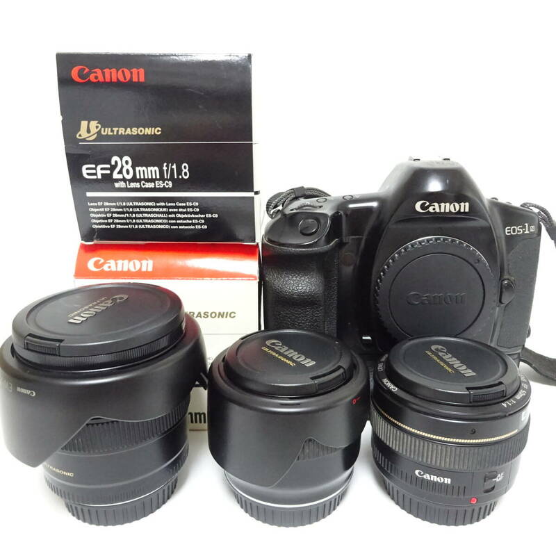 キャノン EOS-1N フィルム一眼カメラ レンズ3個おまとめセット Canon 動作未確認 ジャンク品 80サイズ発送 KK-2697647-098-mrrz