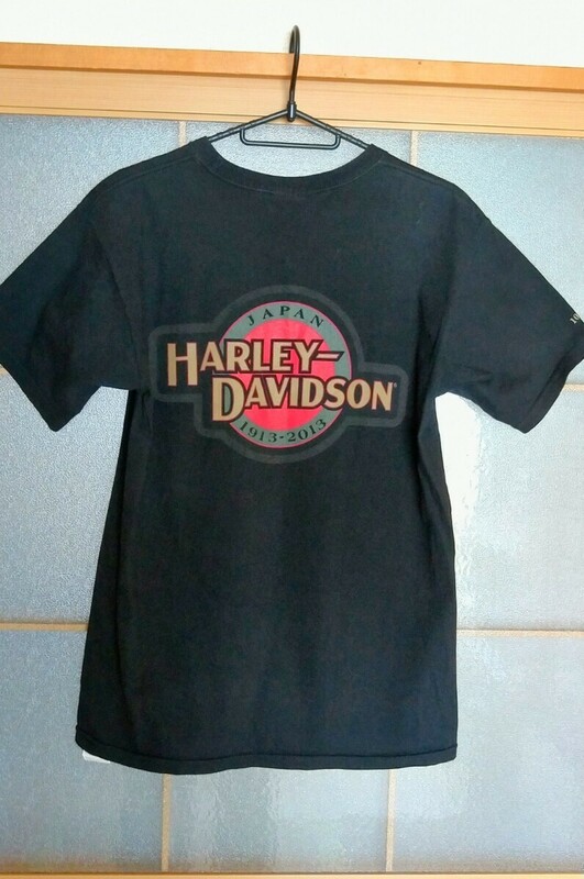 【ハーレー・ダビッドソン】HARLEY DAVIDSON■半袖Tシャツ■ブラック■バイク■バイカー ■100years■USA-JAPAN■SMALLサイズ■希少品♪