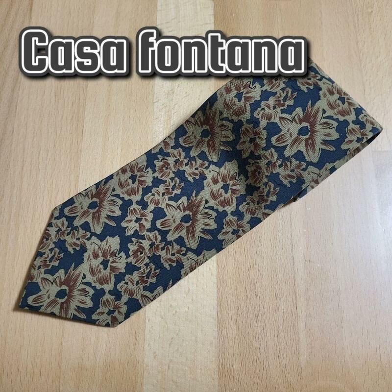 【ネクタイ】43 Casa fontana イタリア 花柄 ネイビー ビジネス