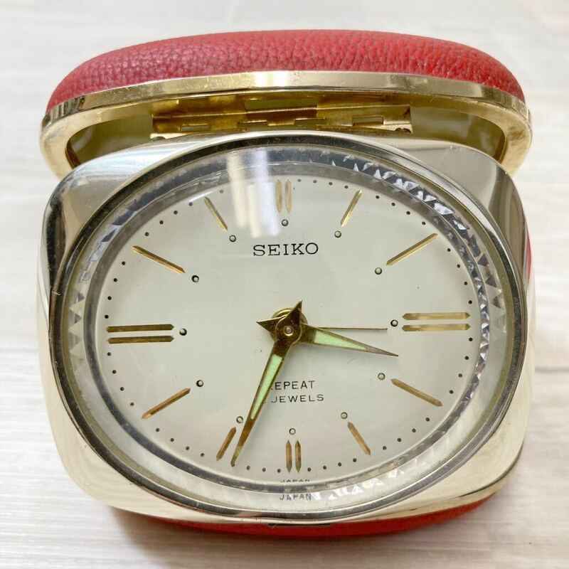 A5110 SEIKO 手巻き 時計 REPEAT 2JEWELS セイコー 置時計 旅行用 アンティーク レトロ、2個置き時計おまけ付 同梱不可