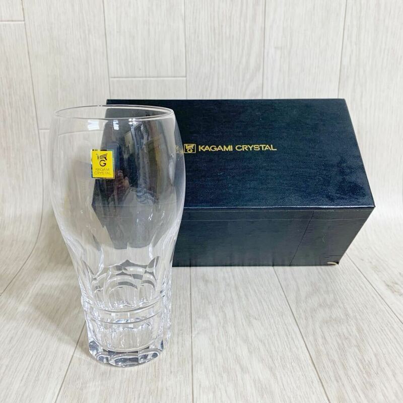 T051508 昭和　未使用　カガミクリスタルガラス　ビアグラス