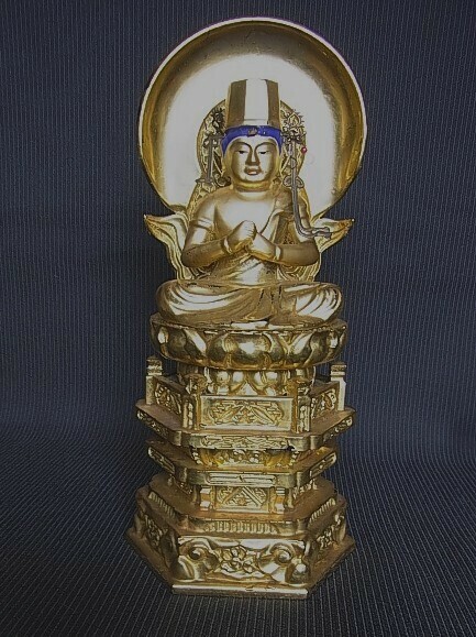 【J0803】高さ23㎝ 木彫　仏像　大日仏　中古品　日本仏教美術