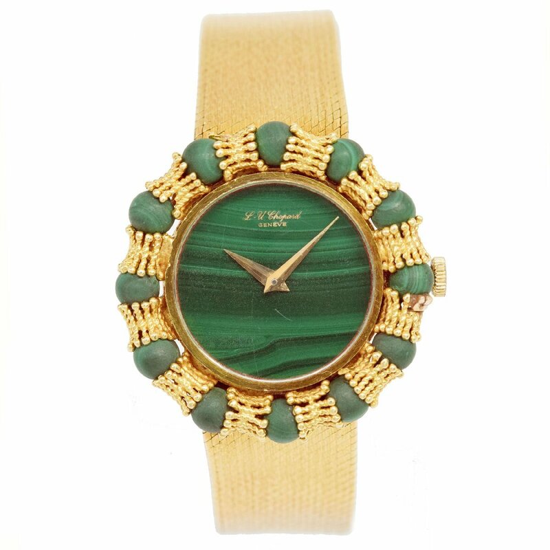 【アンティーク】Chopard/ショパール K18エローゴールド/マラカイト レディース腕時計 #HK10854