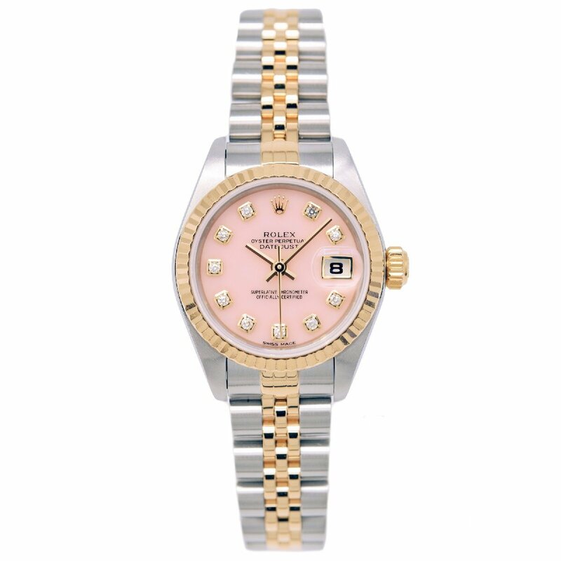 Rolex/ロレックス dayjust デイトジャスト79173G K番 YG SS ピンクオパール文字盤 10Pダイヤ レディース 腕時計 #HK10870