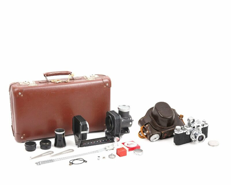【美品セット】Leica/ライカ IIIc ボディ+ Elmar 50mm/f3.5 L39レンズ + マイクロ撮影ベローズアダプター#jp26803
