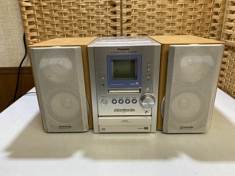 44100【自宅保管品】Panasonic パナソニック MDコンポ SA-PM47MD　MD/CD/AM・FM/テープ スピーカーセット