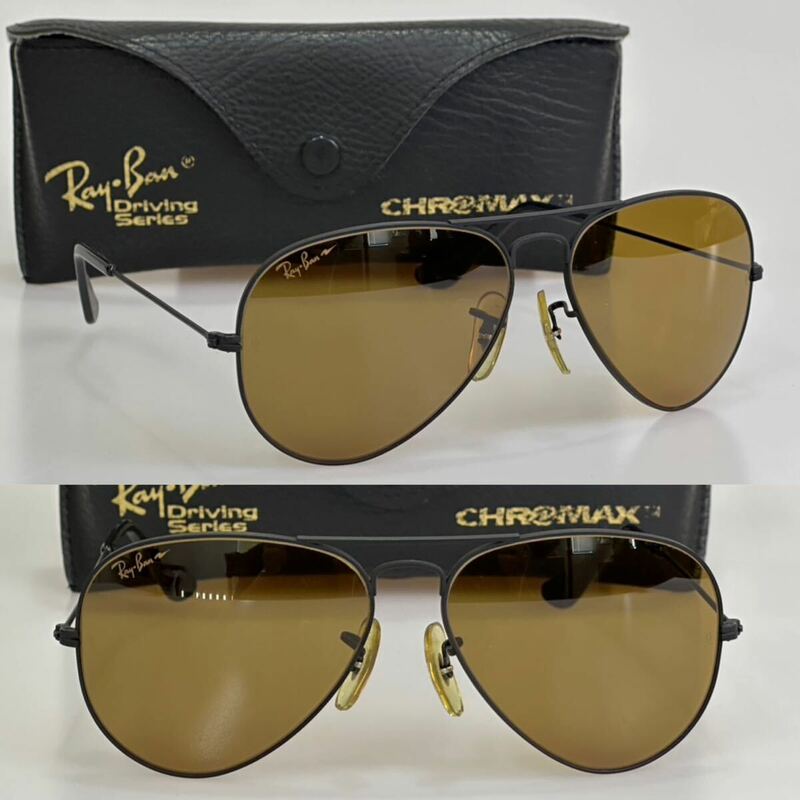 良品!!B&L Ray-Ban レイバン クロマックス W1662 B-20 B.メタル 58㎜ ブラック ティアドロップ USA ビンテージ 廃盤品 