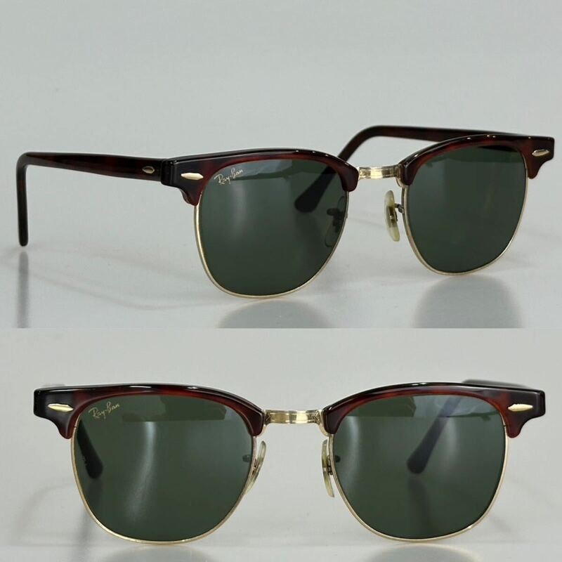 90s B&Lレイバン★クラブマスター W0366 49㎜ モックトータス ゴールド★ビンテージ 廃盤品 USA ボシュロム/ray-ban アメカジ