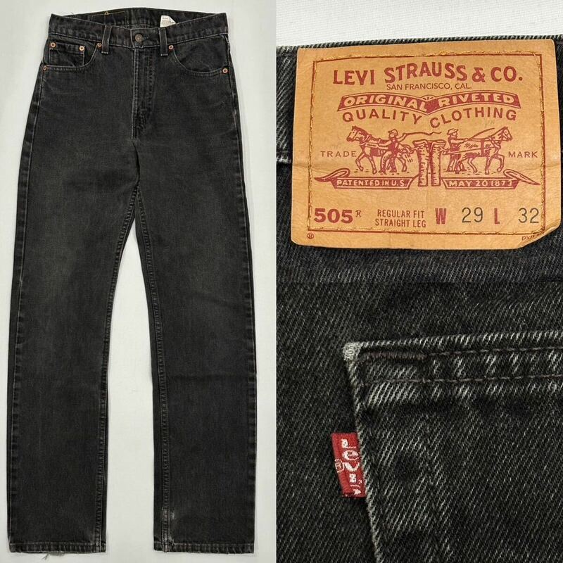 90's USA製 年Levi's リーバイス 505 0260 REGULAR FIT STRAIGHT LEG W29 L32 後染め ブラック 黒 デニム パンツ ビンテージ 米国製