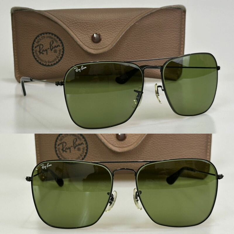 美品!!90's USA B&L Ray-Ban レイバン B.キャラバン #3 58㎜ ブラック 黒 ビンテージ 廃盤品 ボシュロム パイロット vintage 