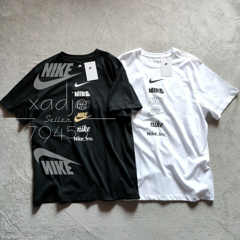 新品 正規品 NIKE ナイキ NSW INC 半袖 Tシャツ 2枚セット 黒 ブラック 白 ホワイト ロゴ スウッシュ プリント L