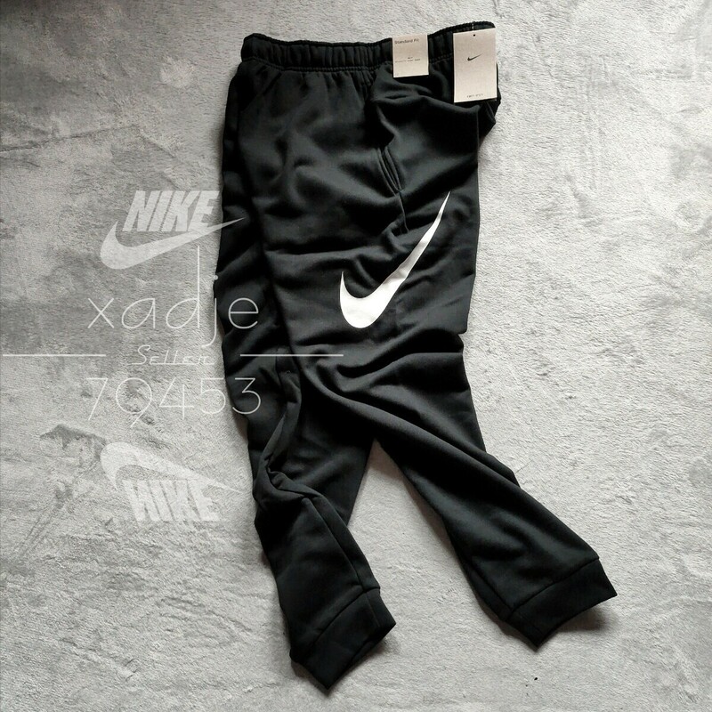 新品 正規品 NIKE DRI-FIT ナイキ ドライフィット スウェットパンツ ジョガーパンツ テーパード スウッシュ プリント 黒 ブラック M